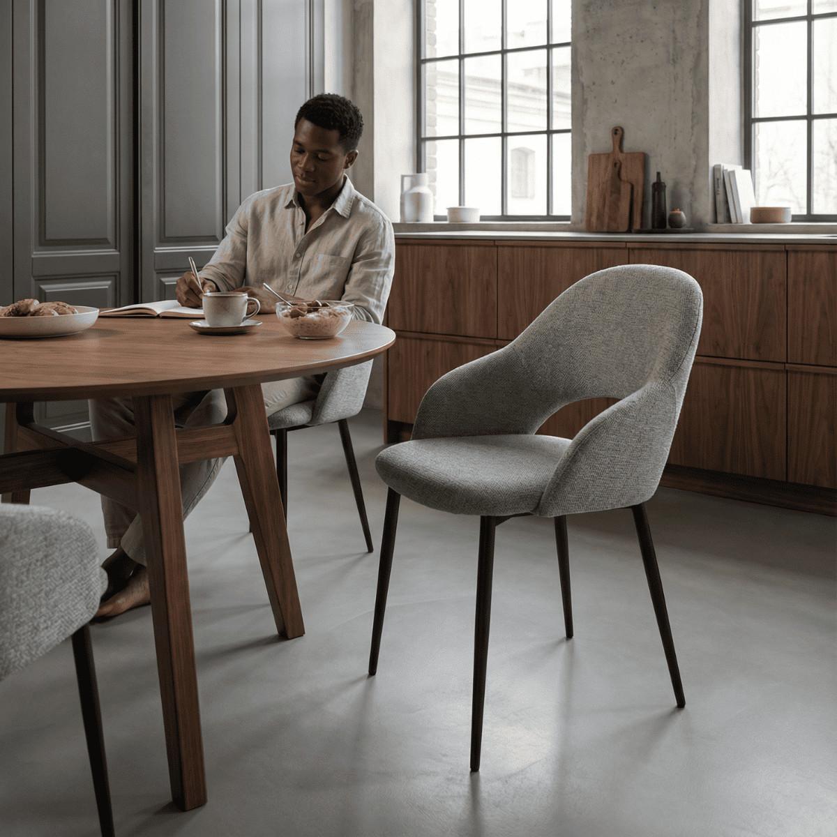 STÜHLE 2er-Set mit Stoffbezug und Metallfüßen 57/84/54 cm - Hellgrau, Textil (57/84/63.5cm) - Calicosy
