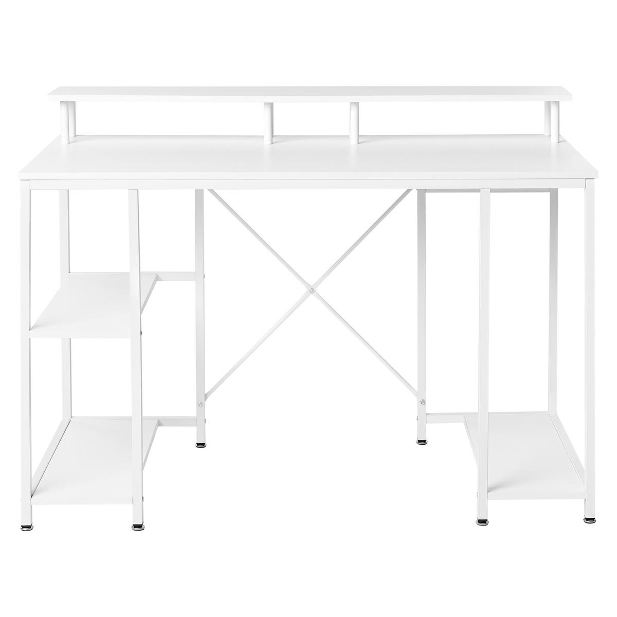 SCHREIBTISCH Weiß 120/60 cm mit Fächern Caddo - Weiß, Holzwerkstoff (60/120/86cm) - Beliani