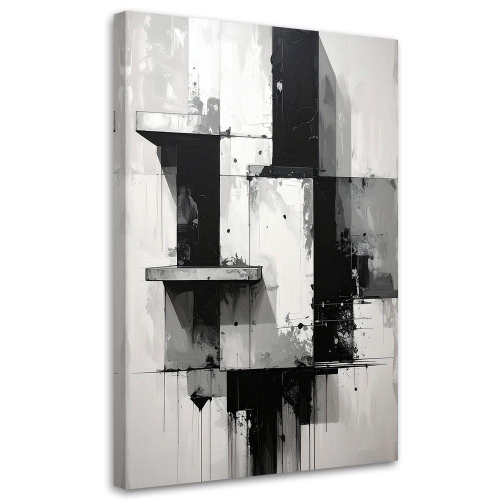 WANDBILD, Schwarz weiße Abstrakt - Schwarz, Textil (70/100cm) - Feeby