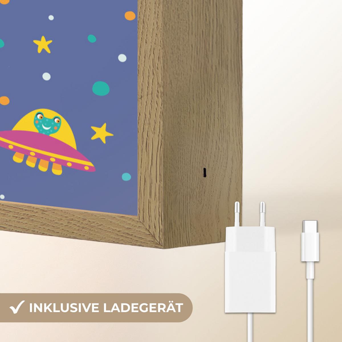 NACHTTISCHLAMPE MIT AKKU Pädagogisch - Rechnen lernen - Raum - Einmaleins 40x60 cm - Dunkelblau, Holzwerkstoff (8/40/60cm) - OnlyWow