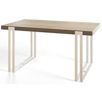 RECHTECKIGER Esszimmertisch ROSA, ausziehbarer Tisch, Größe: 140-240X80X77 cm, Wohnzimmertisch Farbe: SONOMA, mit Metallbeinen in Farbe Weiß - Weiß/Sonoma Eiche, Holzwerkstoff (140/80/77cm) - Alpi-Möbel