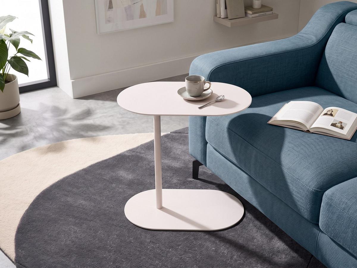 BEISTELLTISCH Metall Cremeweiß Mille - Creme, Metall (48/28/49cm) - Beliani