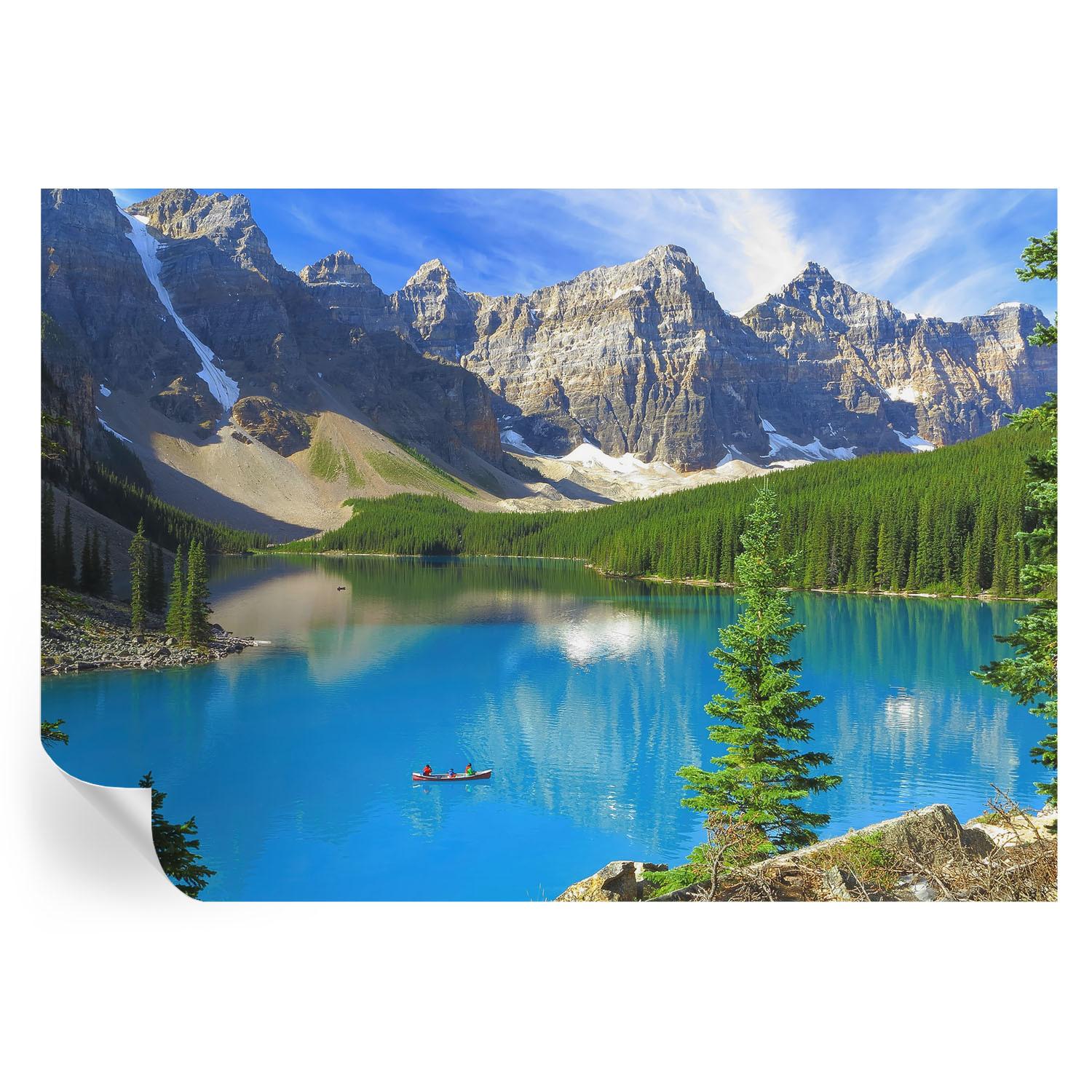 FOTOTAPETE 208x146 cm - Bergsee - Blau, Textil (208/146cm) - Wallfluent