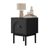 NACHTTISCH LIBERTY auf Holzbeinen schwarz - Schwarz, Holzwerkstoff (41.3/53.5/39cm) - Lookway