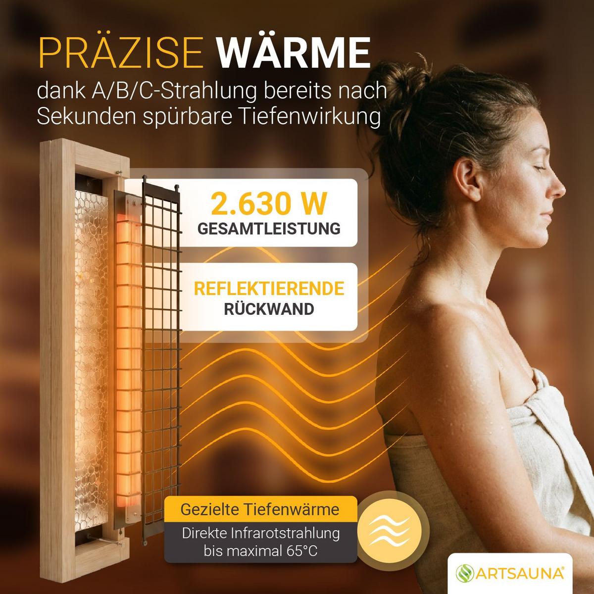 INFRAROTKABINE Nyborg E150V mit Vollspektrum-, Flächenstrahlern & Hemlockholz - Naturfarben, Holz (150/190/150cm) - Artsauna