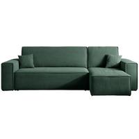 ECKSOFA Scarlo Dunkelgrün Cordbezug - Dunkelgrün/Schwarz, Kunststoff/Textil (244/145cm) - Selsey