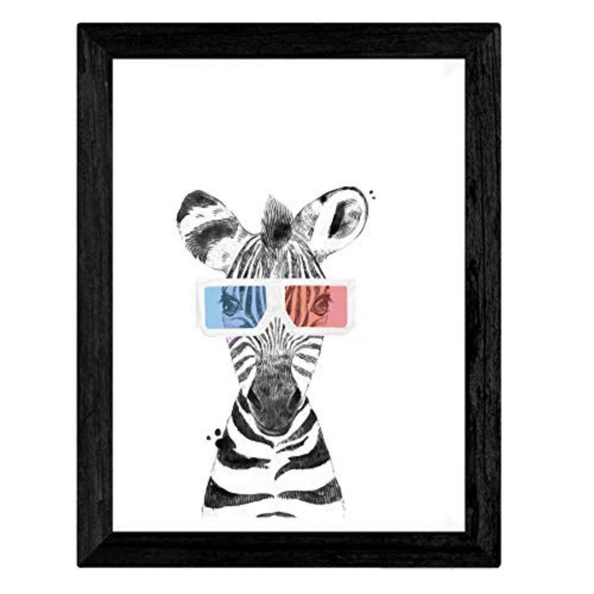 POSTER Set mit 4 „Tiere mit 3DBrille“ A4 Rahmenlos - Klar, Papier (29.7/3cm) - Nacnic