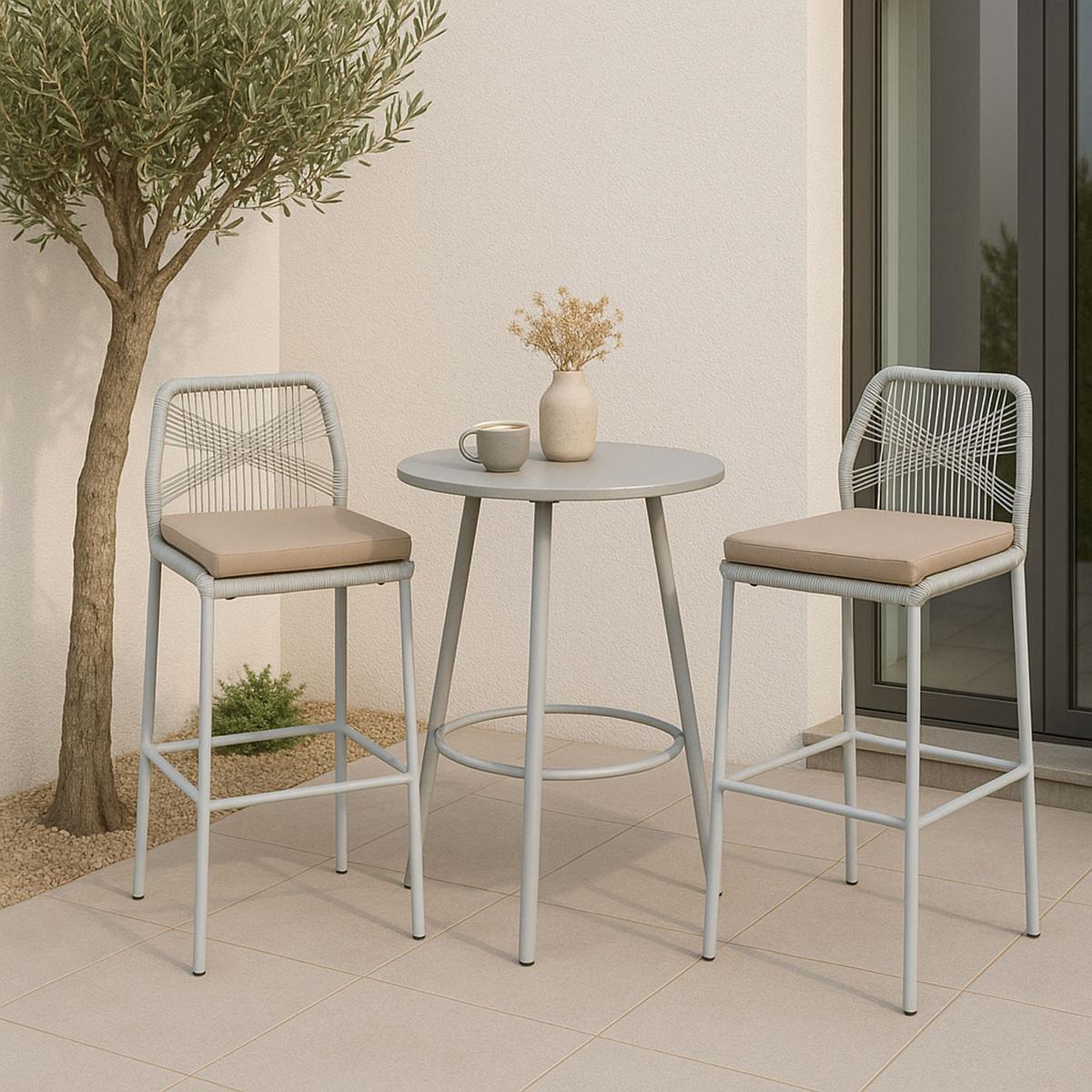 BARHOCKER Hellgrau, Taupe - Taupe/Hellgrau, Metall (45/101/52cm) - MCW