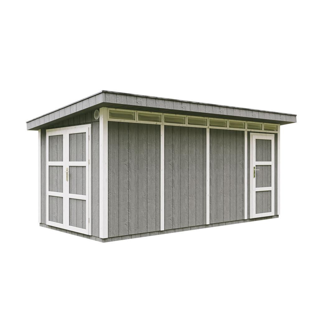HOLZ-GARTENHAUS Basis LP SmartSide 8.52 + 2.95 m² mit B530xL279xH237 cm - M905C - CAVERN STEEL - Dunkelgrau, Holz (530/237/279cm) - Timbela