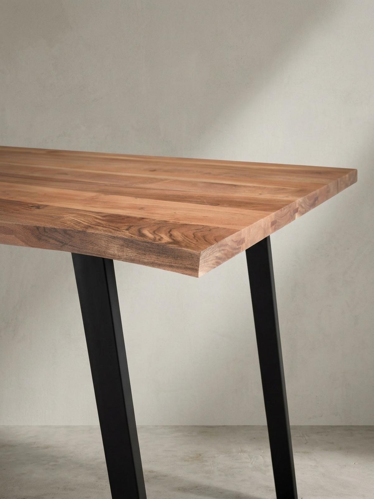ESSTISCH Massivholz Baumkante Metall U-Gestell Handgefertigt ATOLL, Goldbraun-Schwarz 200x100x76 cm - Schwarz/Braun, Holz/Metall (100/200/76cm) - KADIMA DESIGN