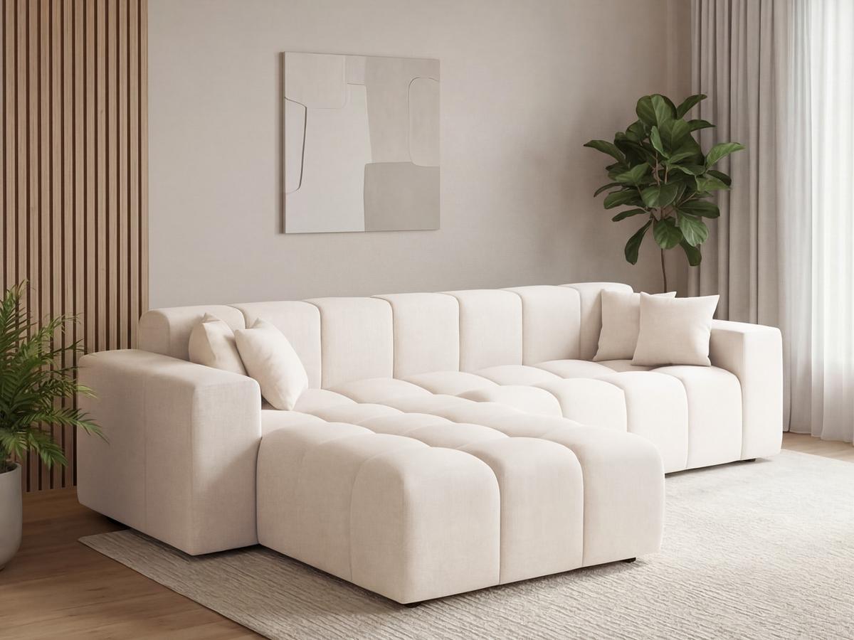 ECKSOFA Loopo Creme Links - Creme, Holz/Textil (265/180cm) - Graingold