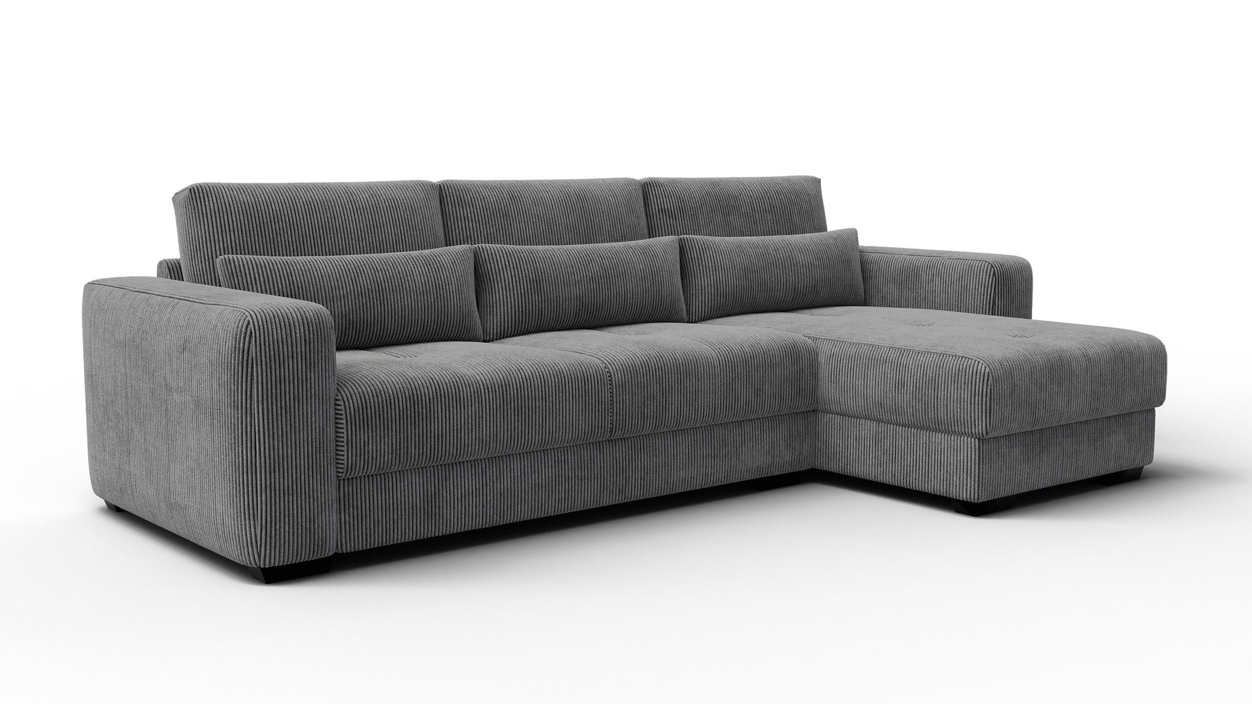 ECKSOFA OLI 4-Sitzer rechts, dunkelgrau - Dunkelgrau, Holz/Textil (295/172cm) - Wozimo