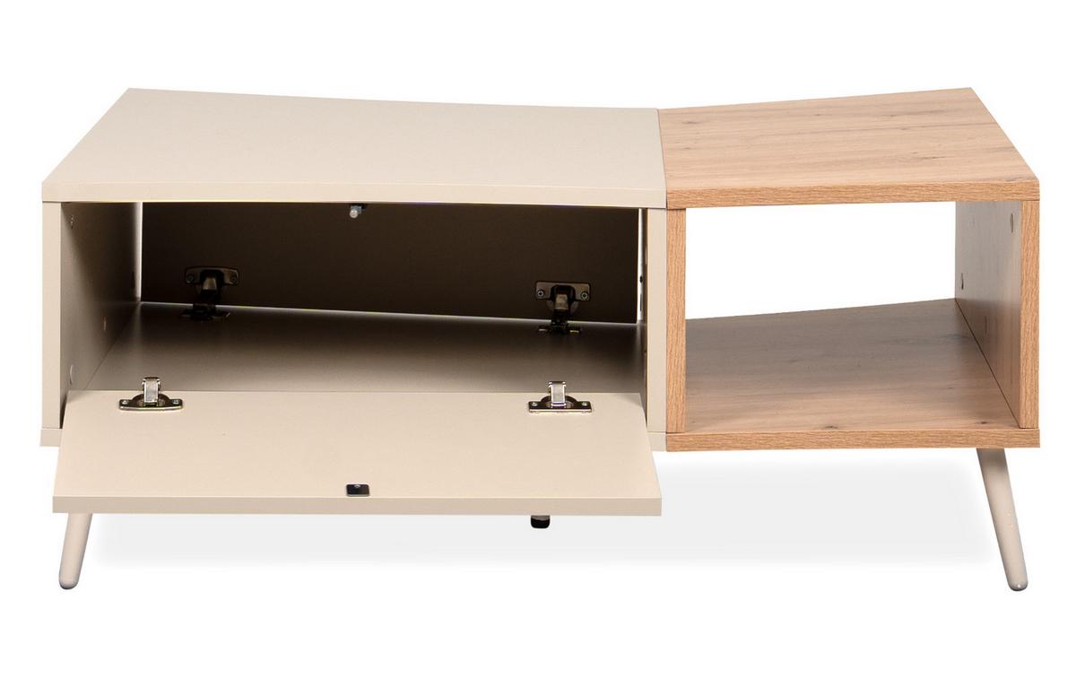 COUCHTISCH Kaschmir, Eiche Artisan 94 x 60 cm, Wohnzimmertisch mit Stauraum - Kaschmir/Eiche Artisan, Holzwerkstoff (60/94/40cm) - Furn.Design