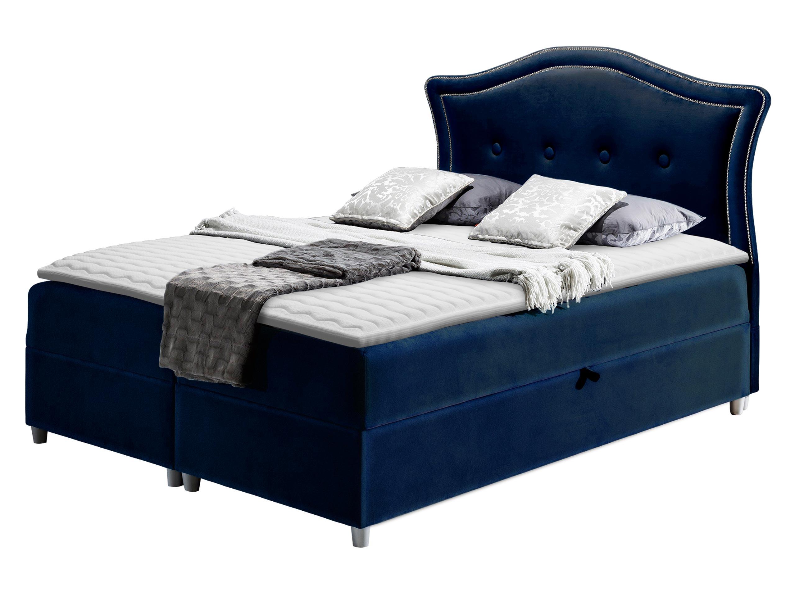 BOXBETT Bedran Lux - H3 - Dunkelblau, Holz (160/200cm) - MIRJAN24