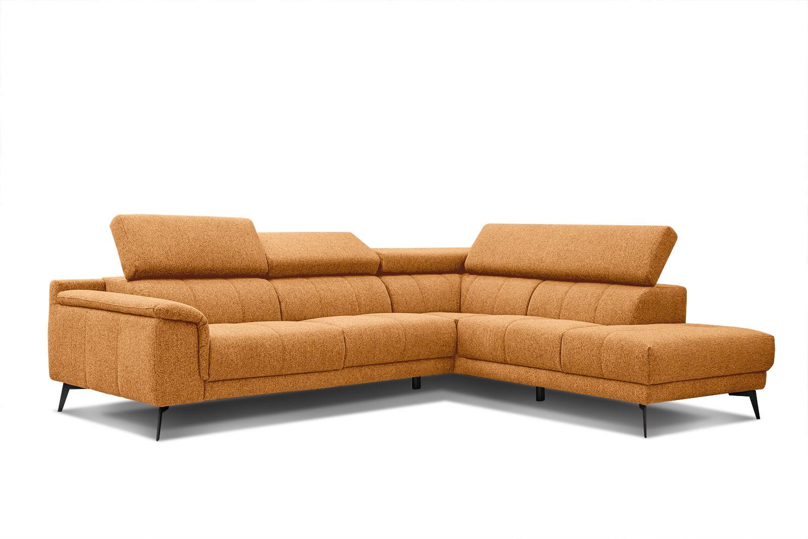 ECKSOFA FIERO 5-Sitzer, orange - Schwarz/Orange, Holzwerkstoff/Textil (290/228cm) - Wozimo
