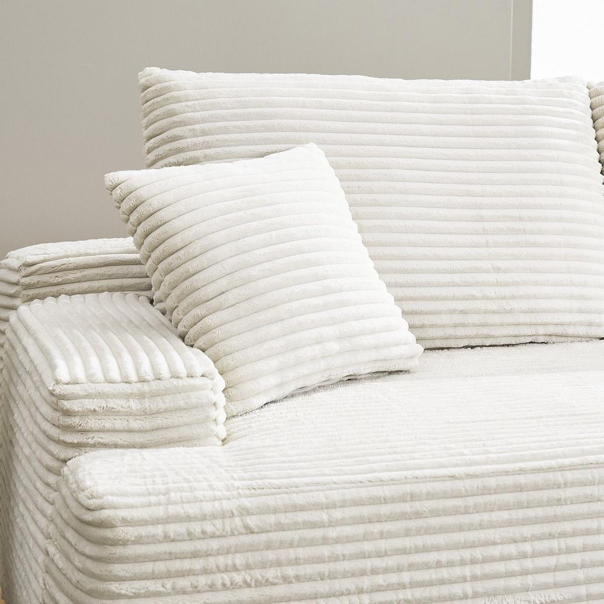 SOFA Coredo creme Cord - Creme, Textil (250/155cm) - Juskys
