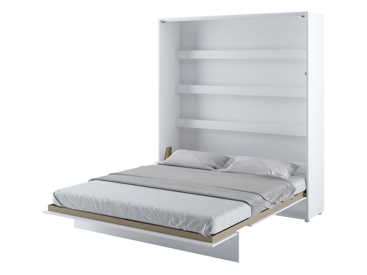 SCHRANKBETT Bed-Concept BC-13 180x200 mit weißer LED Beleuchtung - Weiß Hochglanz/Grau, Holz/Holzwerkstoff (180/200cm) - MIRJAN24