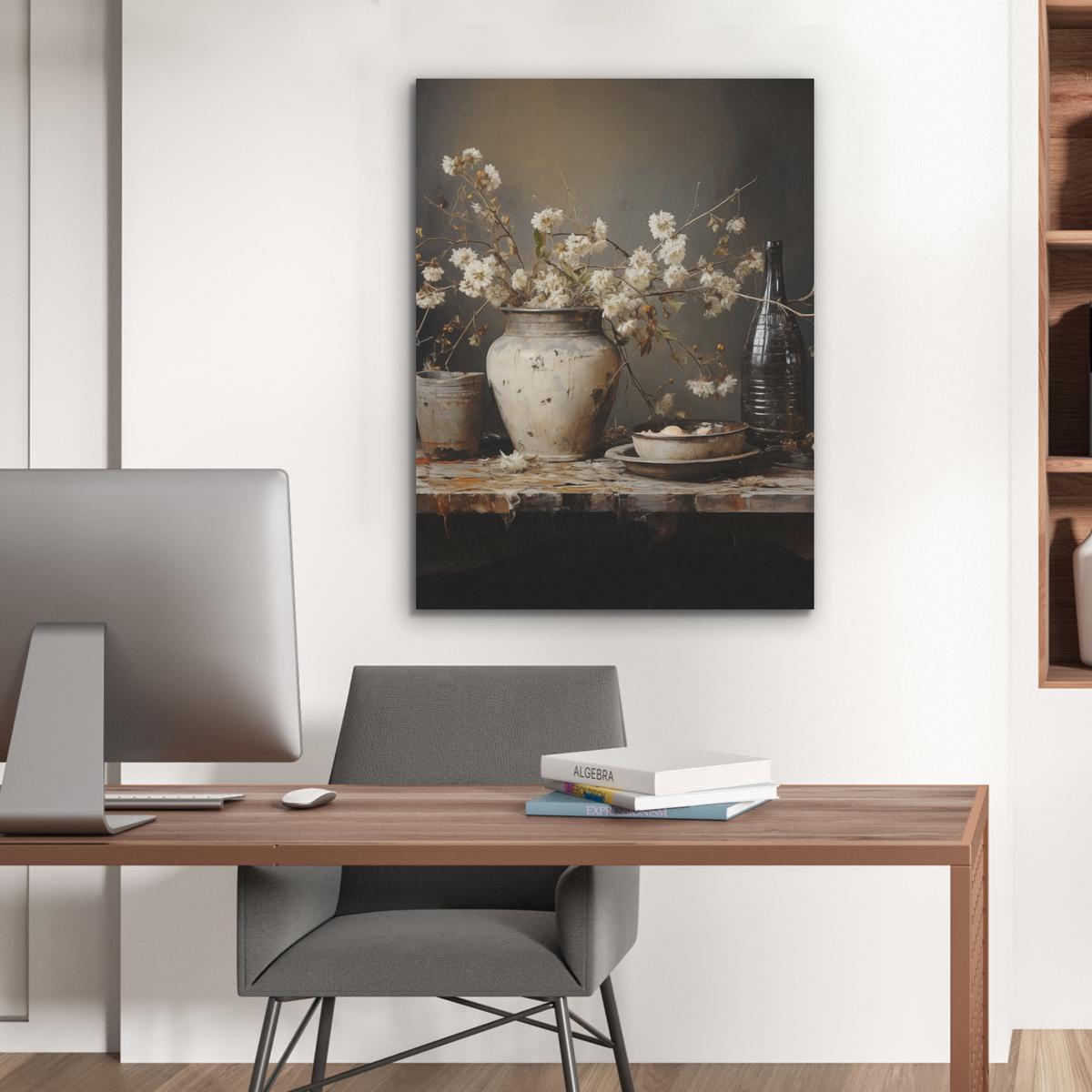 AKUSTIKBILD Stilleben - Blumen - Blumenstrauß - Vase - Wein Wandbilder 60x80 cm - Schwarz, Kunststoff (60/80/0.9cm) - MuchoWow