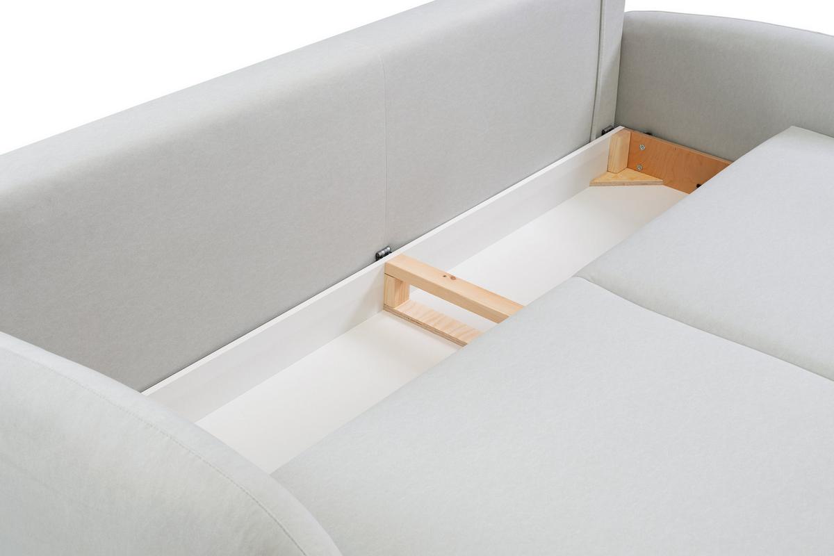 BETTSOFA AGIO Beige Plüsch-Stoff mit Schlaffunktion - Beige, Holz (232/95/109cm) - MASSENO