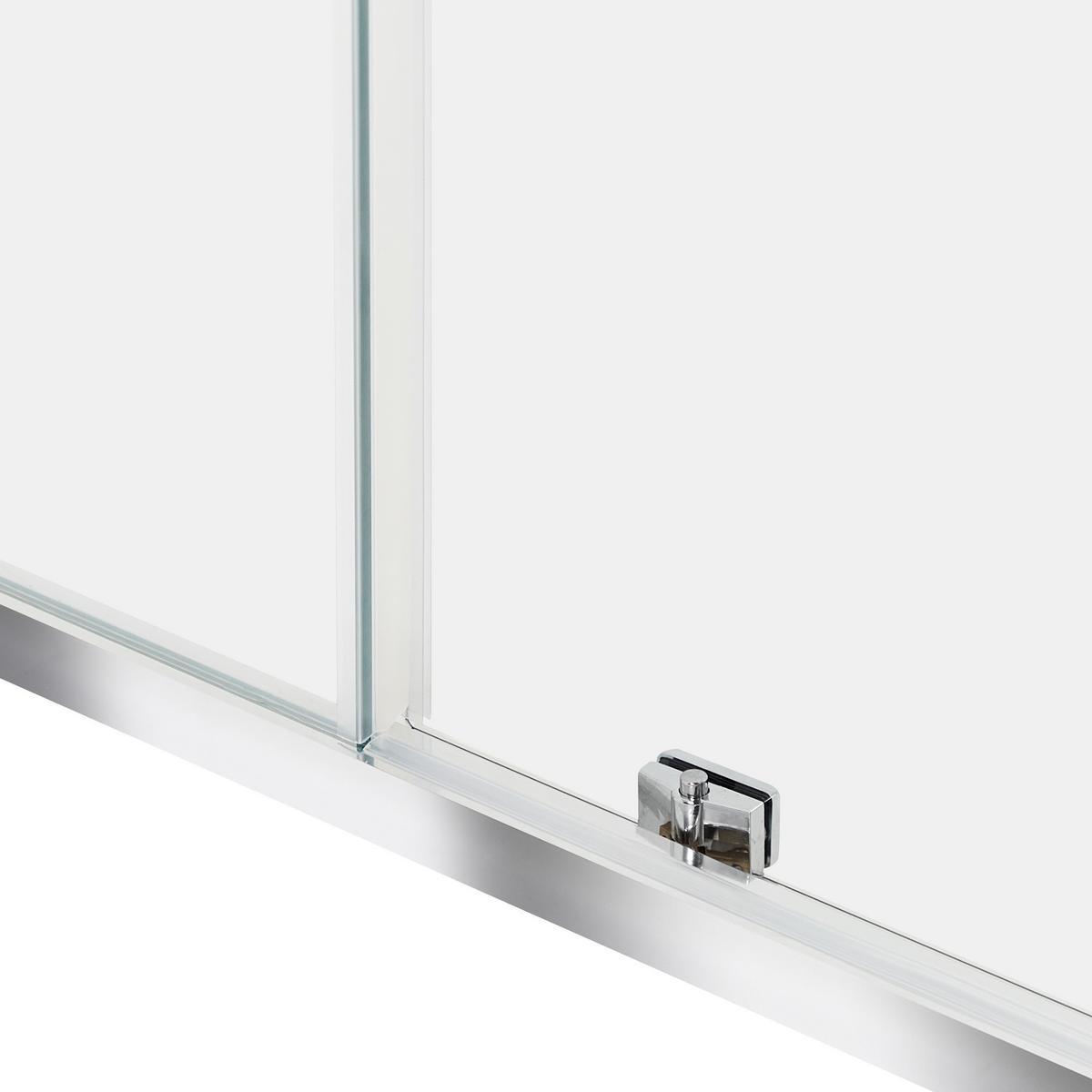 DUSCHKABINE 80/100/185 cm Silber Yoro - Transparent/Silberfarben, Glas (80/100/185cm) - Beliani