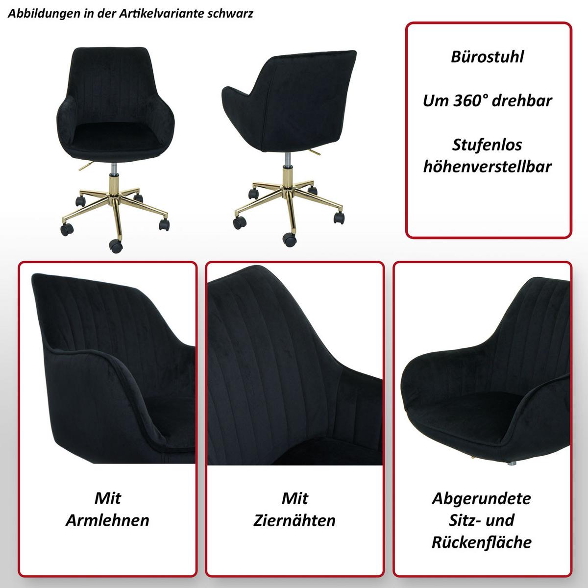BÜROSTUHL MIT ARMLEHNE Schwarz - Schwarz, Textil (58/87/58cm) - MCW