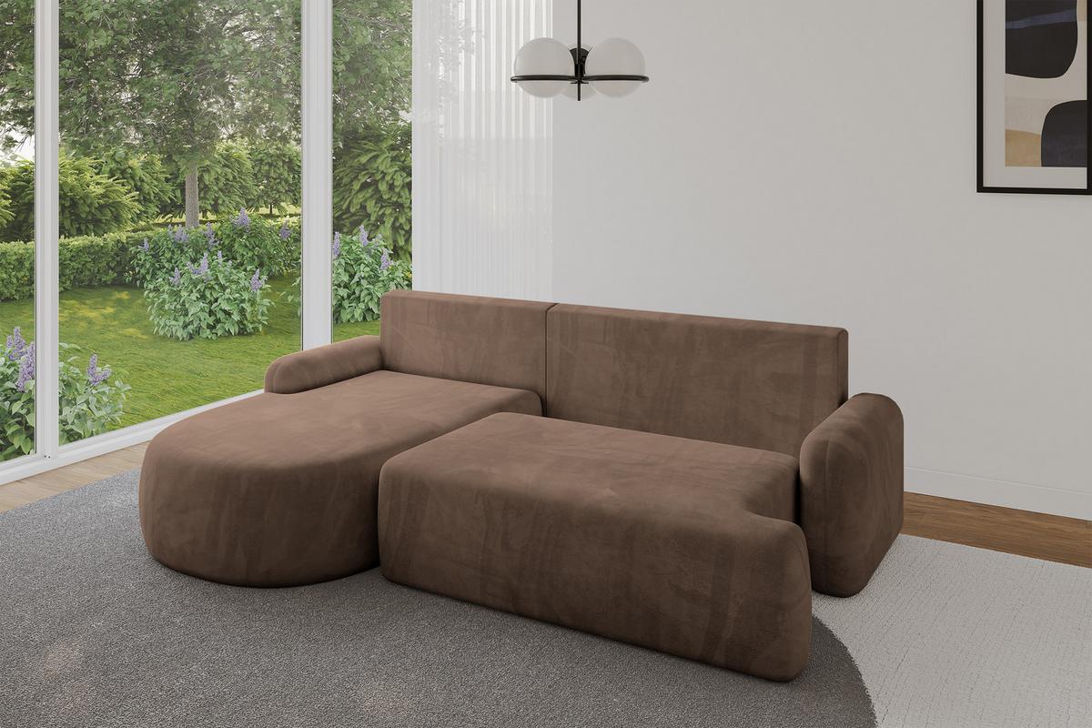 ECKSOFA mit Schlaffunktion und Bettkasten LIRA-L - 264x172x89 Braun - Braun, Holzwerkstoff/Textil (264/172cm) - ALTDECOR