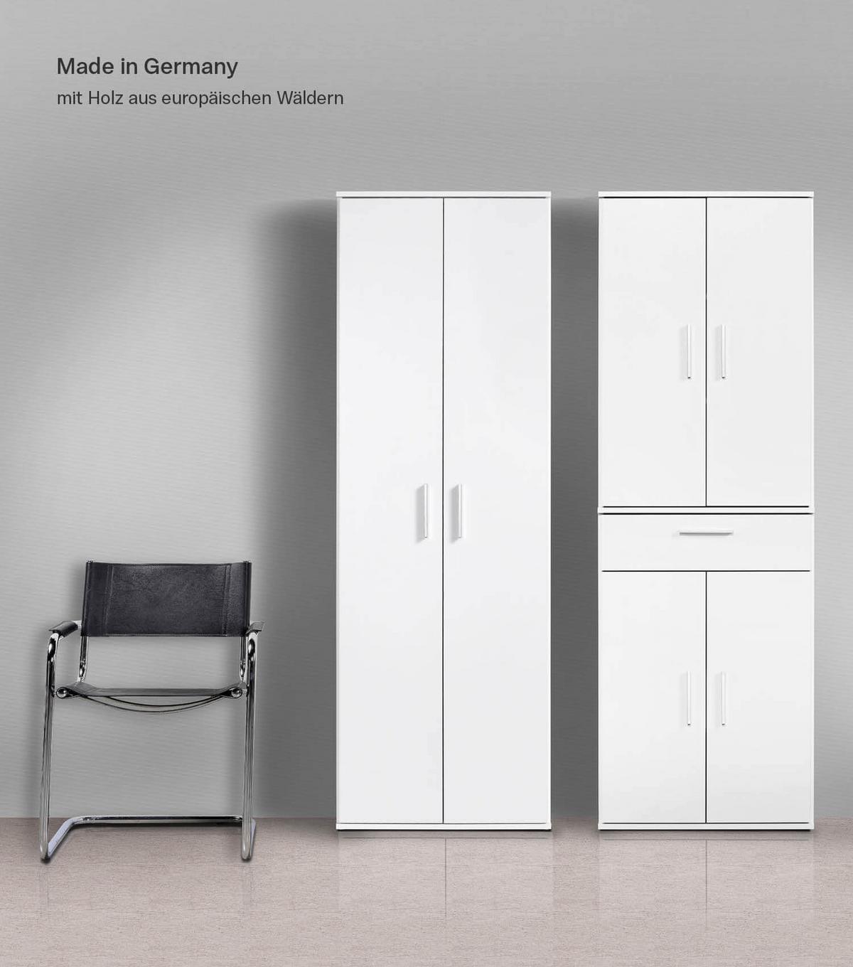 MEHRZWECKSCHRANK SET Der Allzweckwaffe - Silberfarben/Weiß, Holzwerkstoff (60/180/34cm) - Mokebo