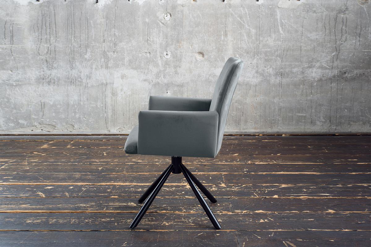 ESSZIMMERSTUHL KYRA Grau Velvet Drehbar (360°) (1er-Set) - Blaugrau/Grau, Kunststoff/Textil (64/88/61cm) - KAWOLA