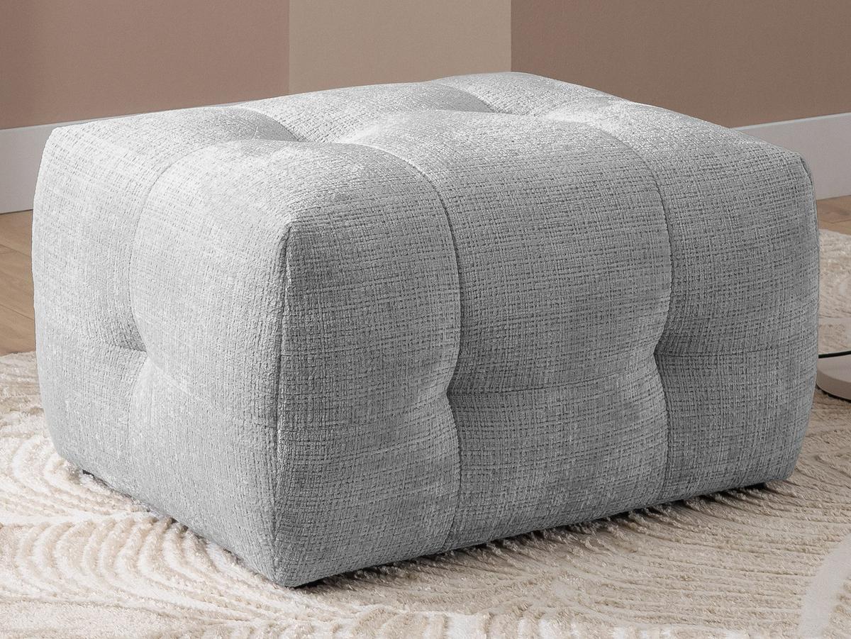 POLSTERHOCKER mit raffinierten Steppungen, zu passendem Sofa, Wellenunterfederung, Chenille-Bezug Hellgrau / 21057 - Hellgrau/Schwarz, Kunststoff/Textil (87/46/68cm) - luma-home