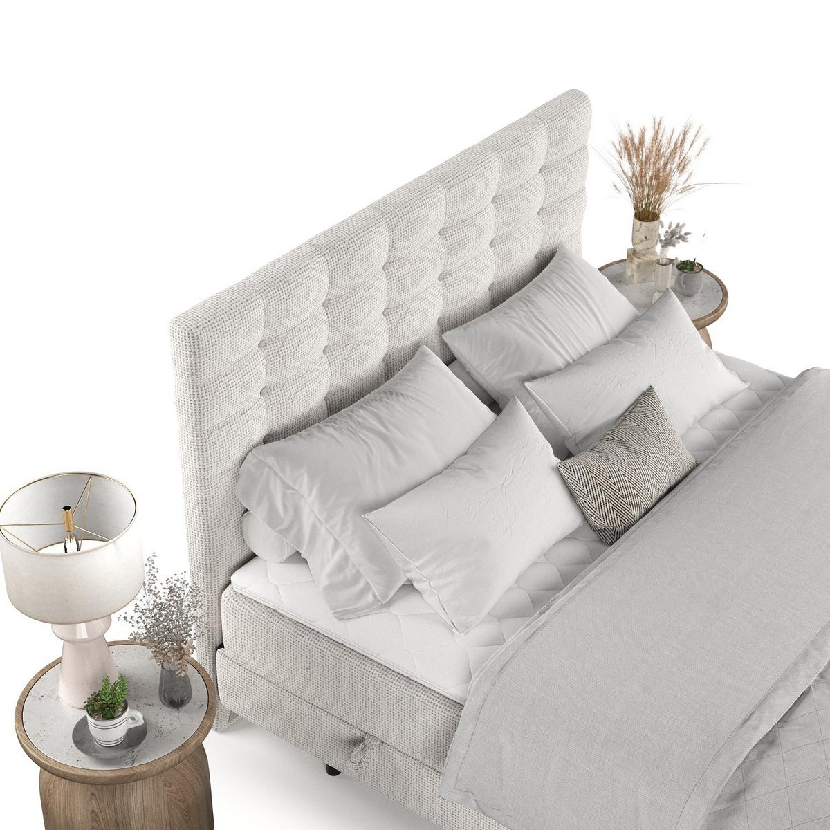BOXBETT Niro 140/200 cm Creme im Bonita Stoff - Creme/Schwarz, Holz/Holzwerkstoff (140/200cm) - AltaBeds
