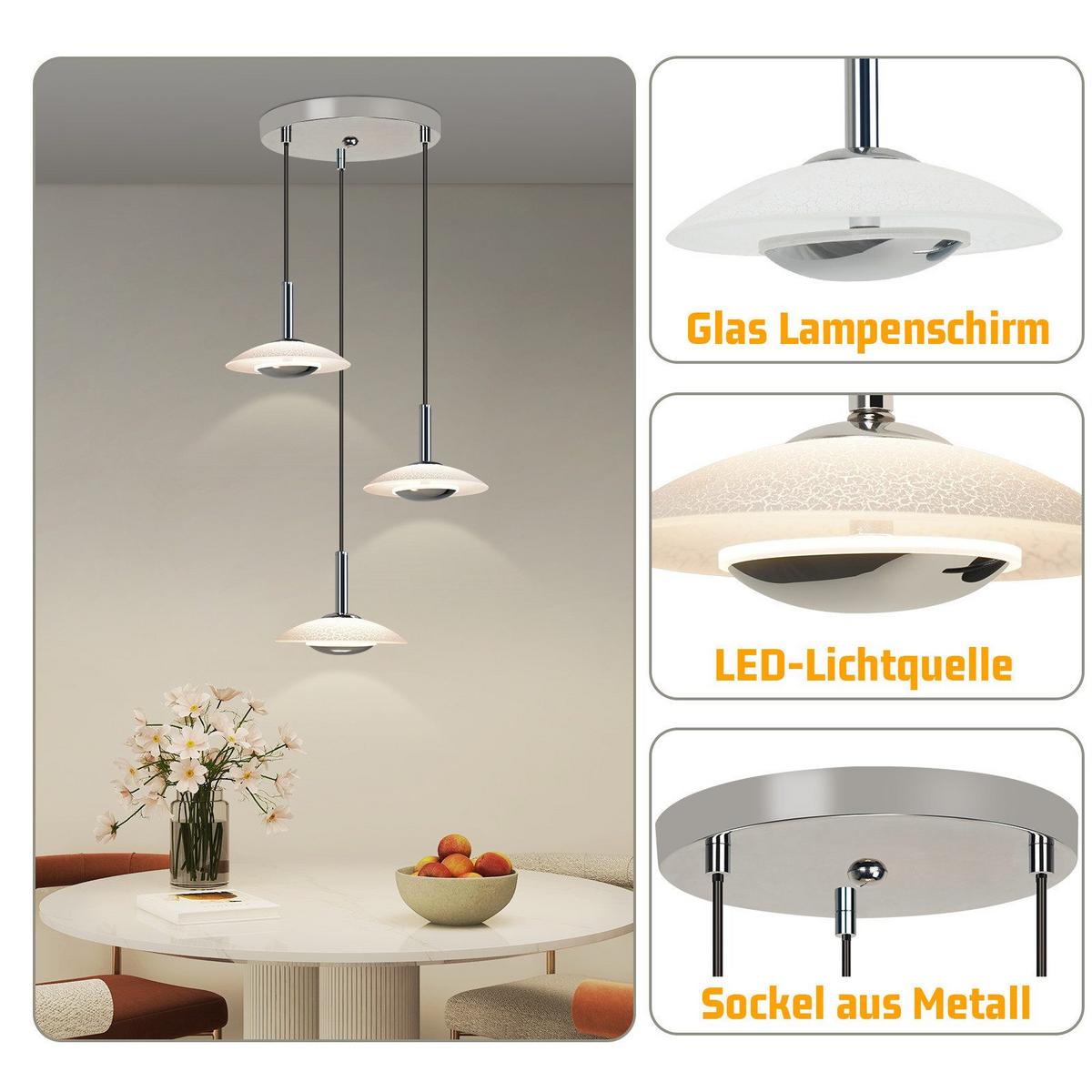 HÄNGELEUCHTE Lirag 16/25/138 cm - Beige, Metall (16/25/138cm) - ZMH