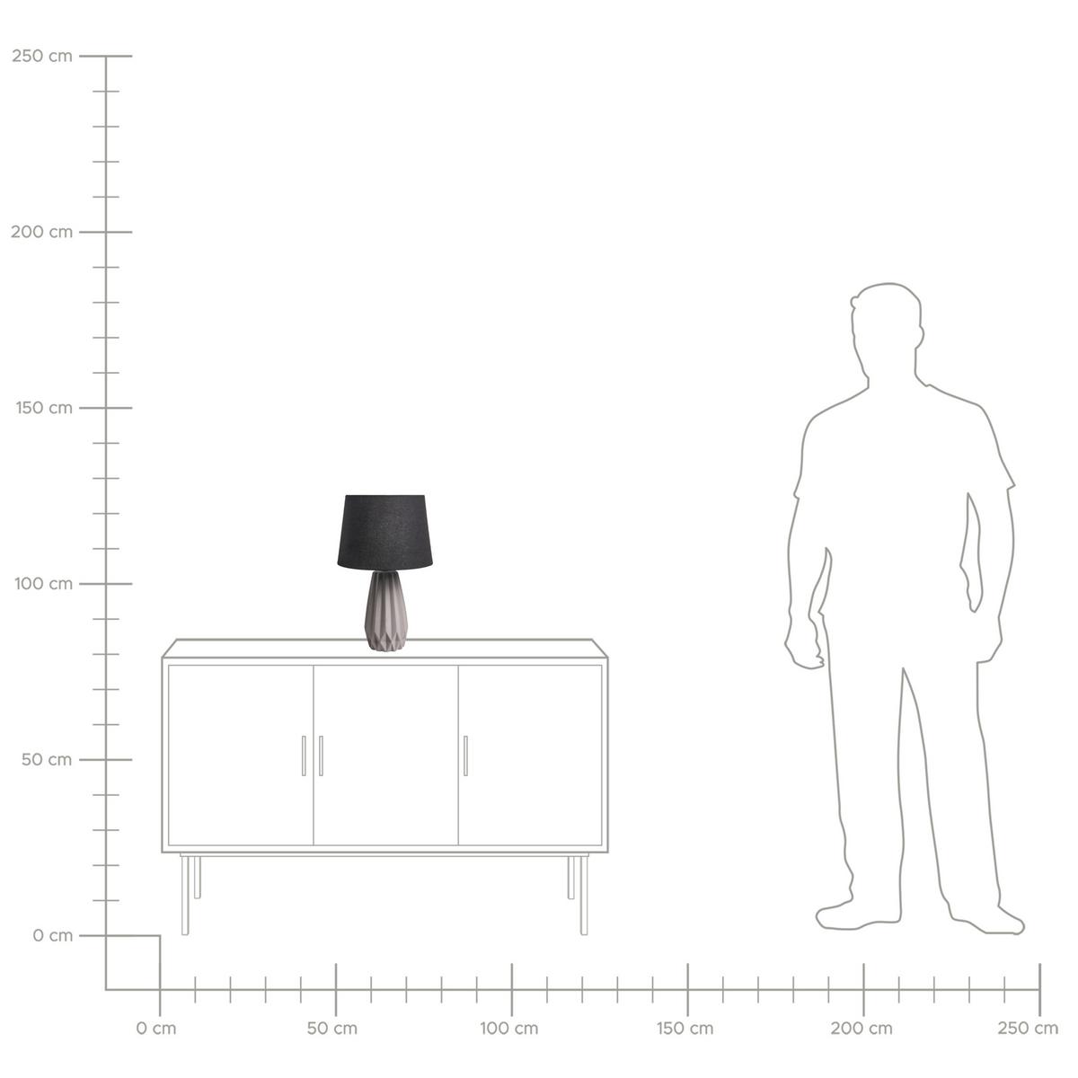 TISCHLAMPE Keramik Grau Montagua - Dunkelgrau/Schwarz, Keramik (28/28/46cm) - Beliani