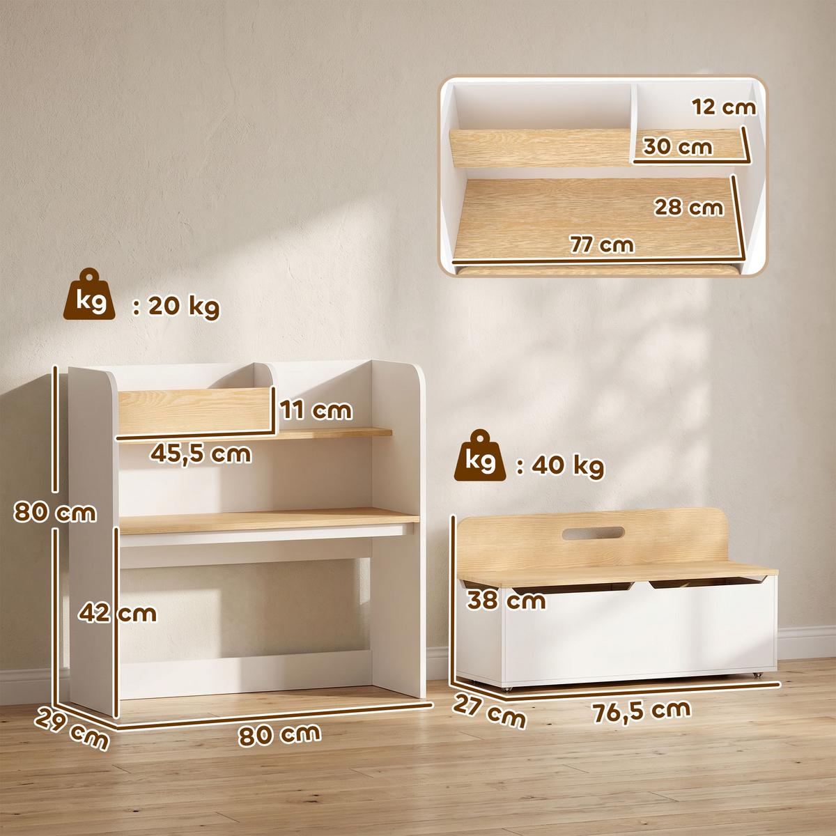 KINDERTISCH-MIT-STUHL 2er Set MDF Weiß - Weiß, Holzwerkstoff (29/80/80cm) - AIYAPLAY