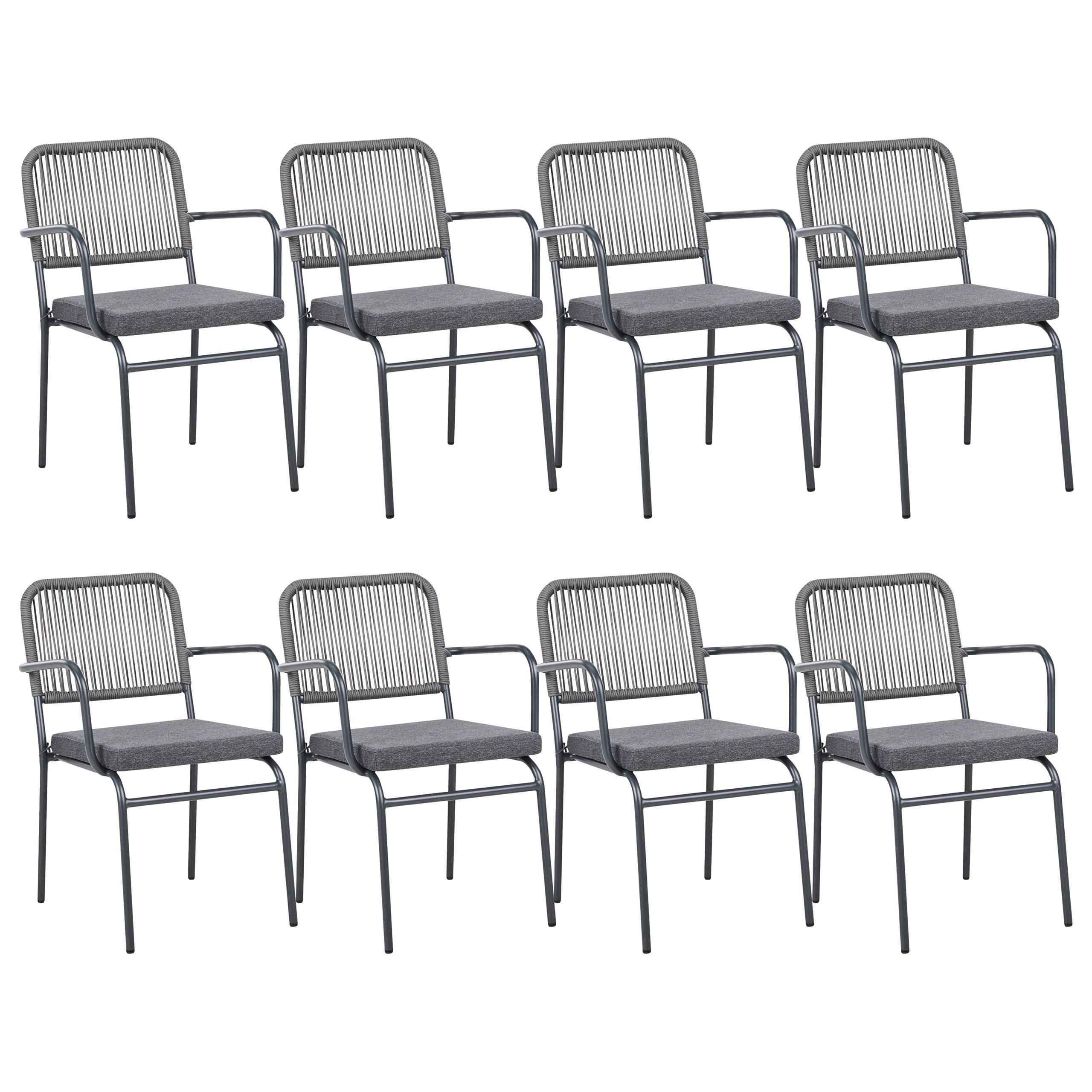GARTENSTUHL 8er-Set Grau Taceno - Grau, Metall (46/82/52cm) - Beliani