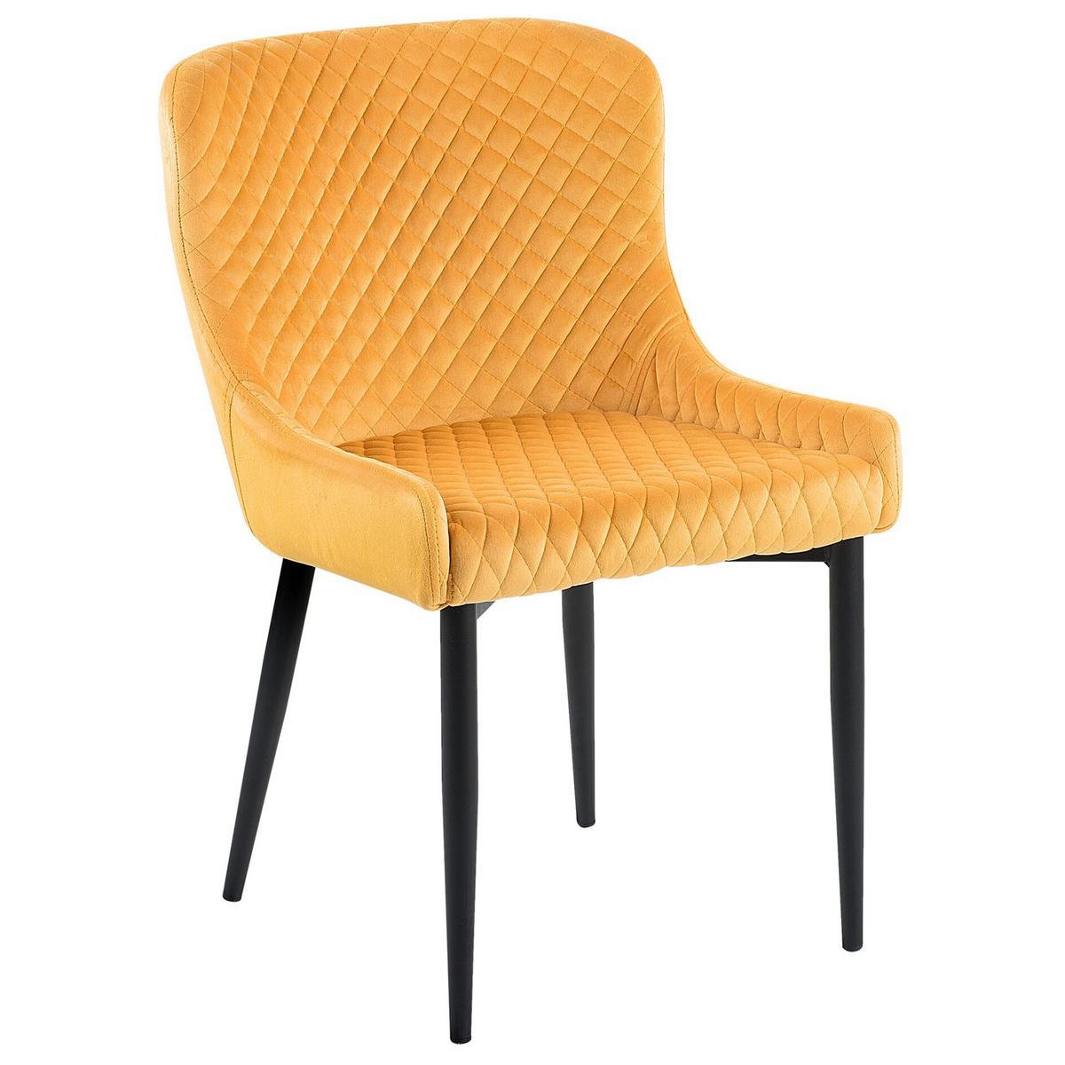 ESSZIMMERSTUHL 2er-Set Samtstoff Gelb Solano - Gelb, Textil/Metall (51/82/52cm) - Beliani
