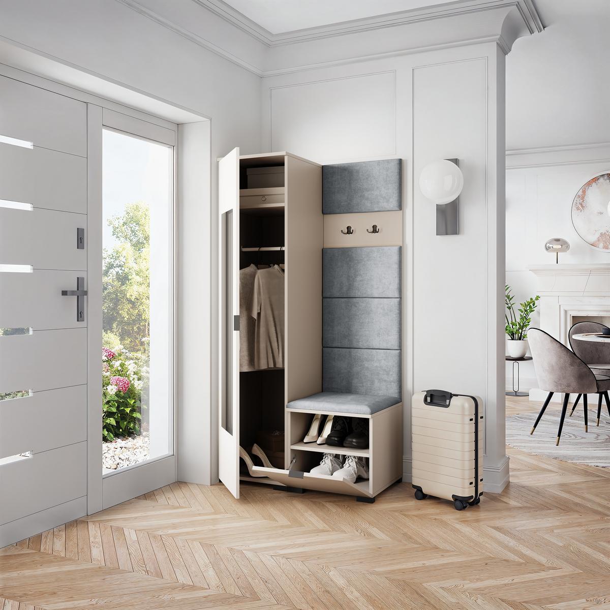 GARDEROBENSCHRANK VIRA 95/181/51 cm Modern Kaschmir - Kaschmir/Hellgrau, Holzwerkstoff (95/181/51cm) - MASSENO