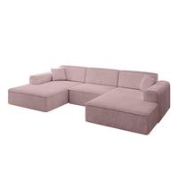 WOHNLANDSCHAFT IREA-U1-v3 - 301x165x77 cm Rosa - Rosa, Holzwerkstoff/Textil (301/77/165cm) - ALTDECOR