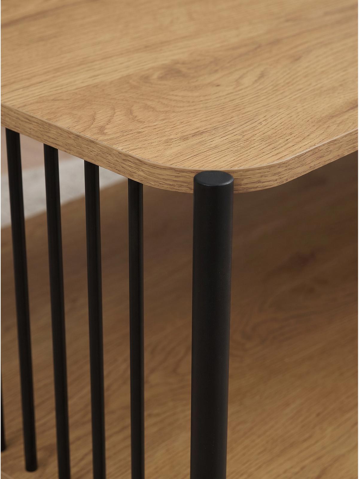 COUCHTISCH KAMARI, MDF, mit Stauraum, in Holzoptik, Eichenoptik, 110 x 60 x 42 cm - Schwarz/Braun, Holzwerkstoff/Metall (60/110/42cm) - KADIMA DESIGN