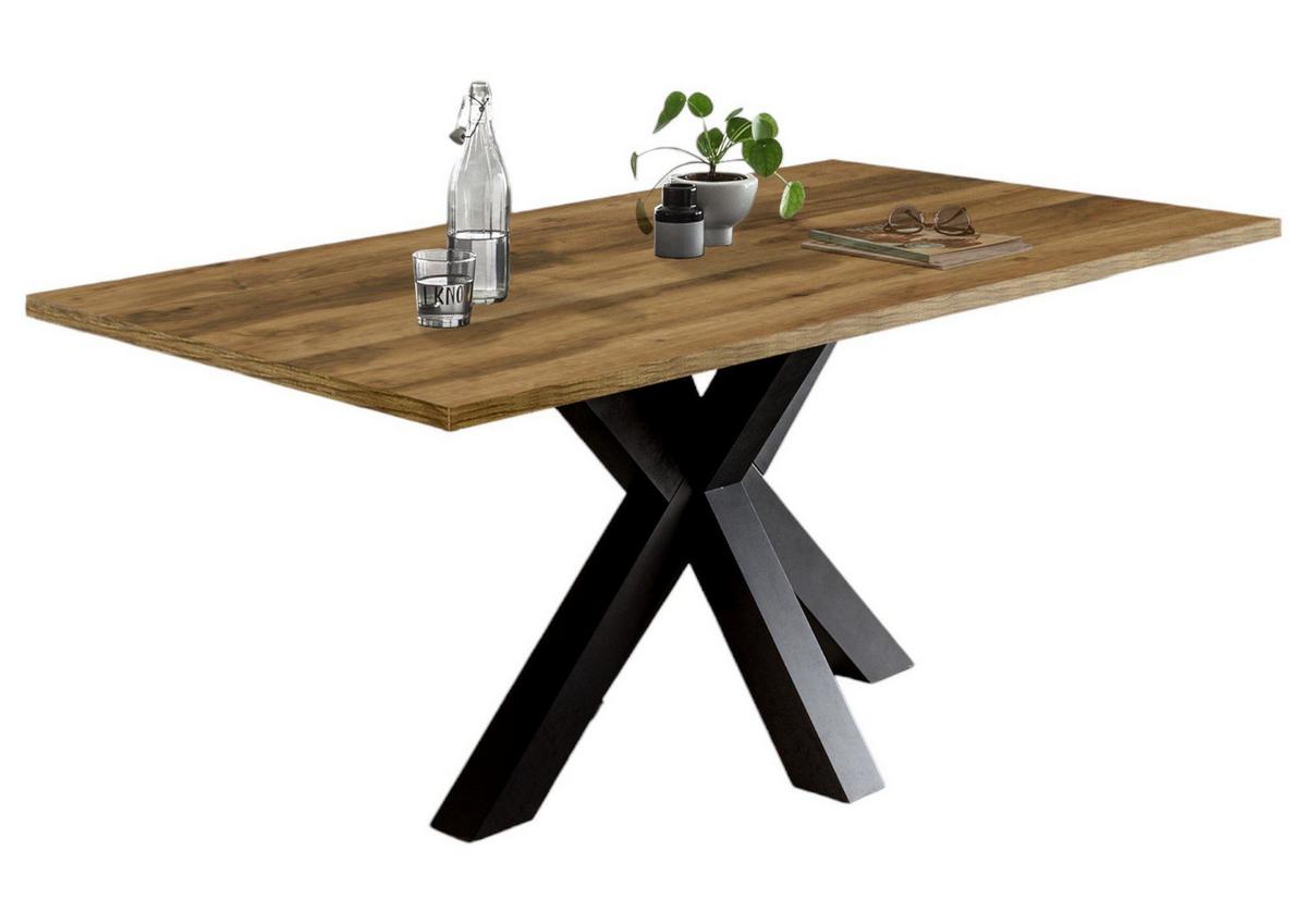 ESSTISCH ausziehbar Elda 1 160 x 90 x 75 Esszimmertisch Schwarzstahl/Plankeneiche - Alteiche, Holz (160/90/75cm) - 58aufmkessel