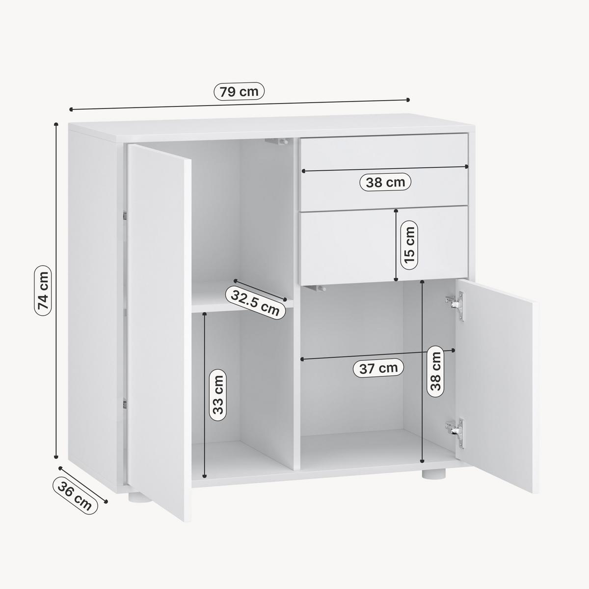 SIDEBOARD Paarl - Weiß, Holzwerkstoff (79/74/36cm) - [en.casa]