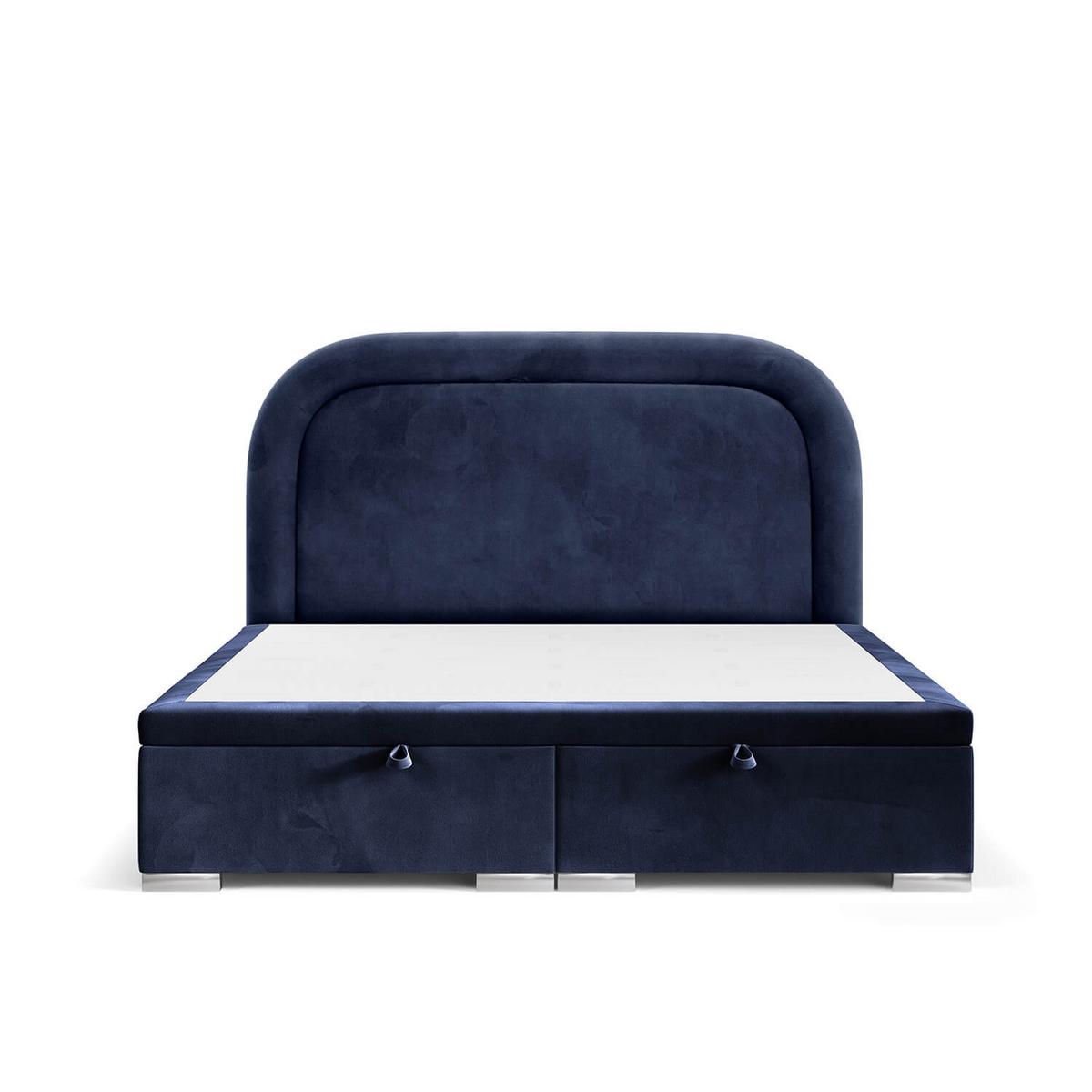 POLSTERBETT Harmony mit Stauraum 180/200 cm Marineblau im Uttario Stoff - Chromfarben/Dunkelblau, Holz/Holzwerkstoff (180/200cm) - AltaBeds