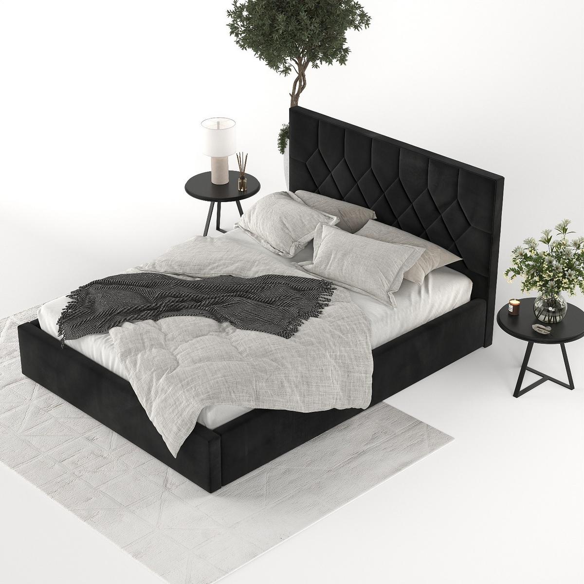 POLSTERBETT Brisa 140/200 cm Schwarz im Kronos Stoff - Schwarz/Naturfarben, Holz/Holzwerkstoff (140/200cm) - AltaBeds