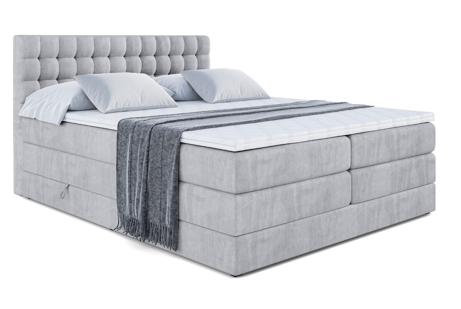 BOXSPRINGBETT VIONE KING - 180 x 200 - H3/H4 - Hellgrau - Hellgrau, Holzwerkstoff (180/200cm) - ALTDECOR