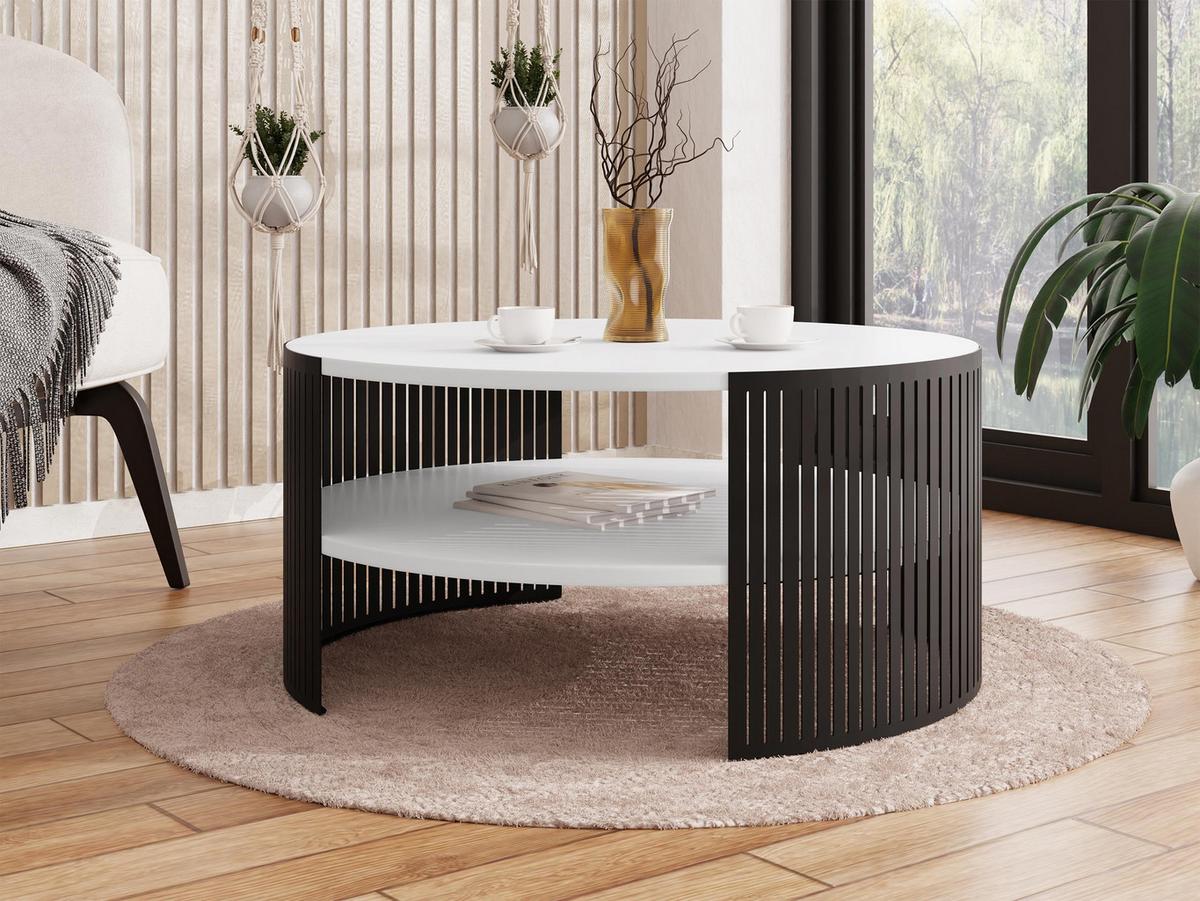 COUCHTISCH Fikoli - Schwarz/Weiß, Holzwerkstoff/Metall (75/75/40cm) - MIRJAN24