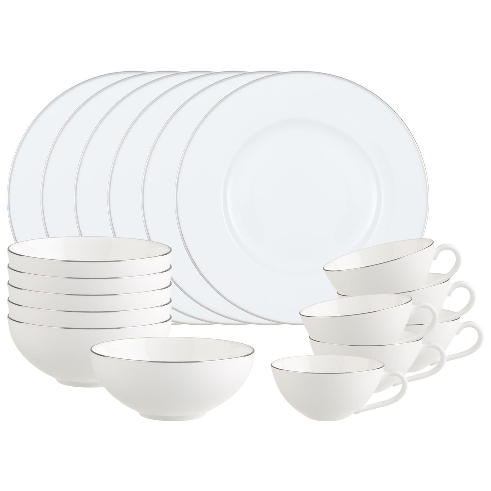 FRÜHSTÜCKS-SET Anmut Platinum No. 1 weiß 18-tlg. - Weiß, Keramik (2/2/2cm) - Villeroy & Boch