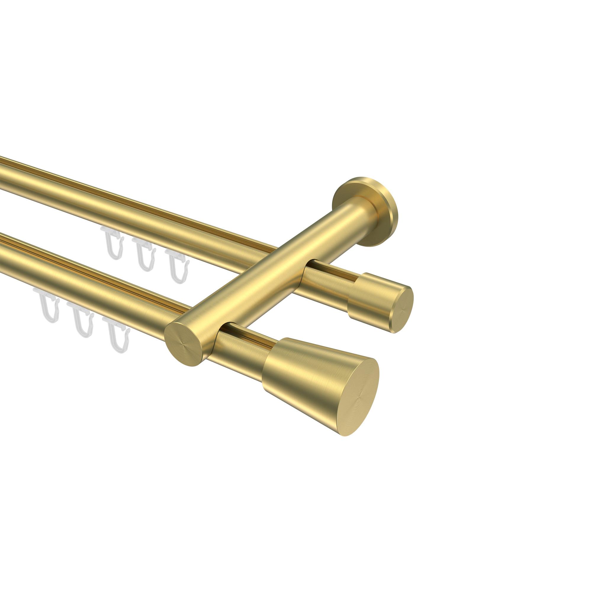 GARDINENSTANGE INNENLAUF Platon Sitra 540 cm (geteilt in 3 x 180 cm), 2-läufig, 20 mm Ø Messing-Optik - Messingfarben, Metall (540cm) - INTERDECO