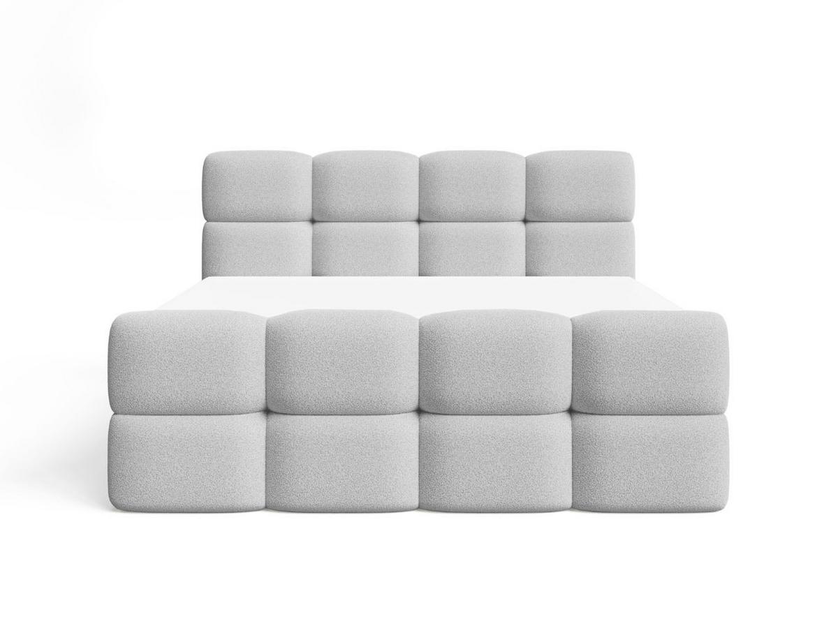 BOXBETT Rivon 180x200 Bouclé-Stoff Hellgrau - Hellgrau, Holz/Textil (180/200cm) - Graingold