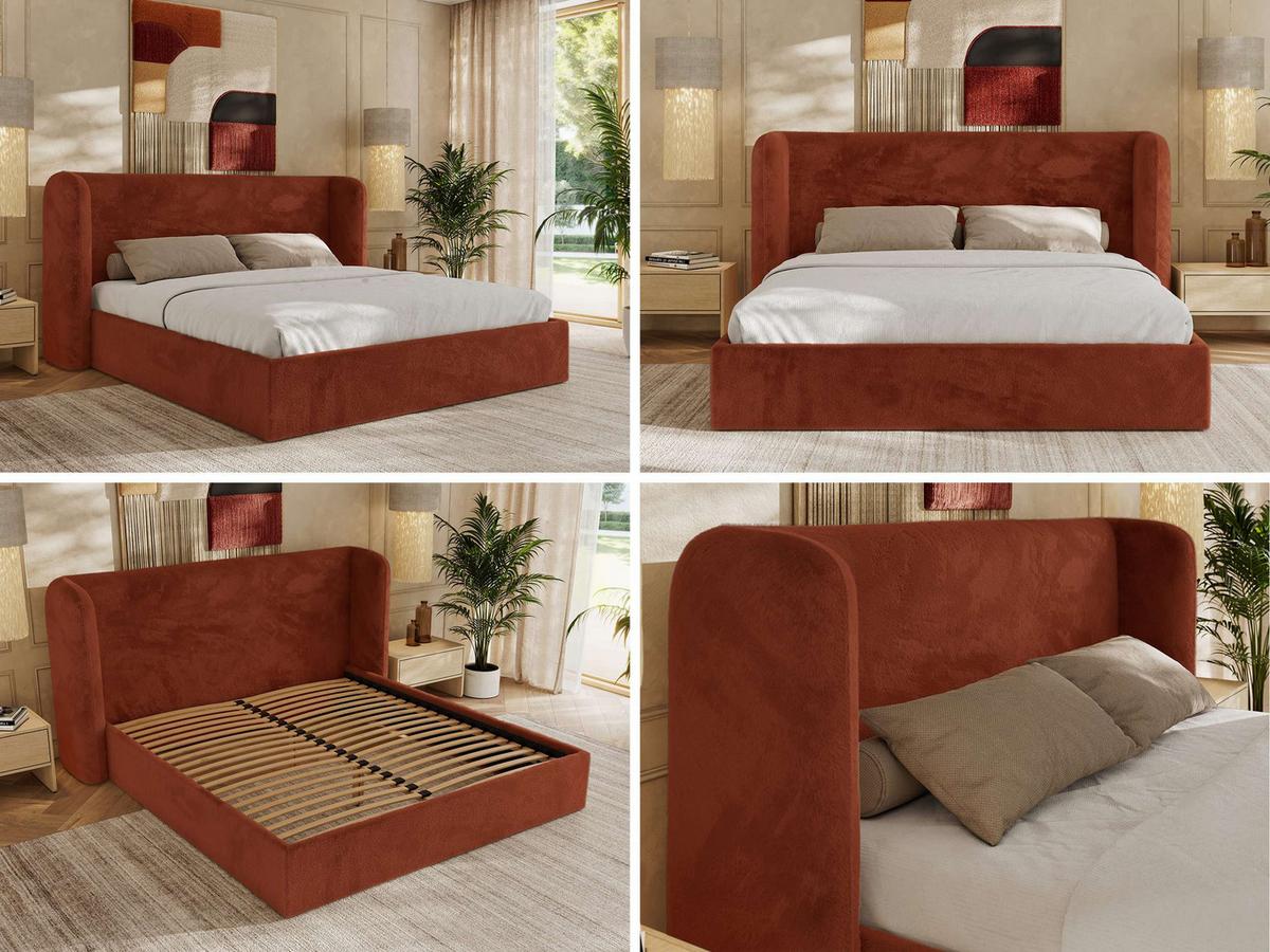 POLSTERBETT EMORA CLASSIC 200/200 - Orange Plüsch - Multipocket-Matratze - Orange, Textil (200/200cm) - MKS