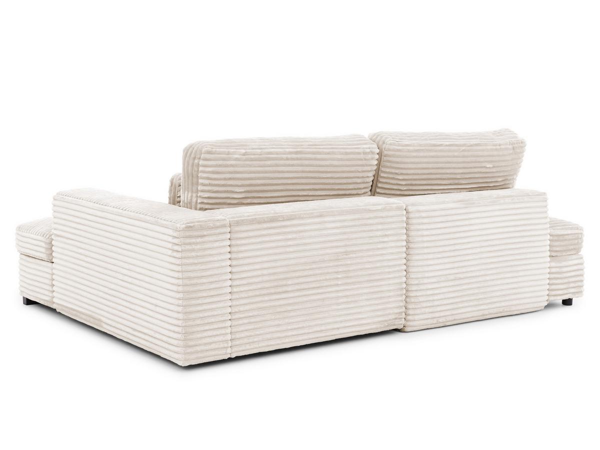 ECKSOFA Wolke mit tiefer Sitzfläche, Schlaffunktion und praktischem Bettkasten aus weichem Creme Cordstoff - Creme/Schwarz, Holz/Kunststoff (225/162cm) - S-Style
