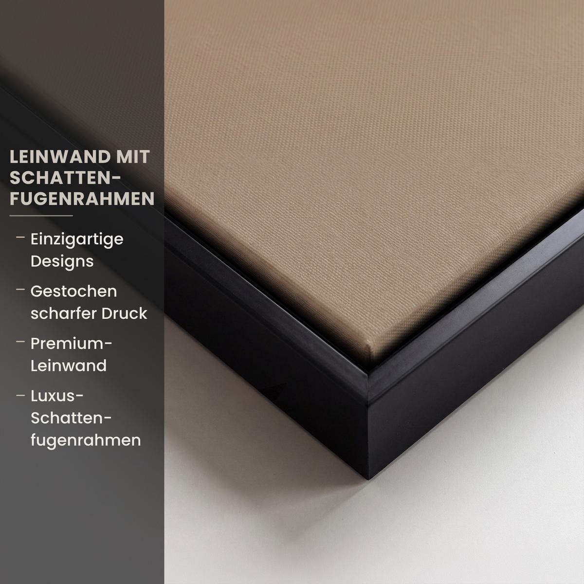 LEINWAND Bilder mit Rahmen - Vogel - Beige - Japanisch - 140x90 - Taupe, Textil (140/90cm) - MuchoWow